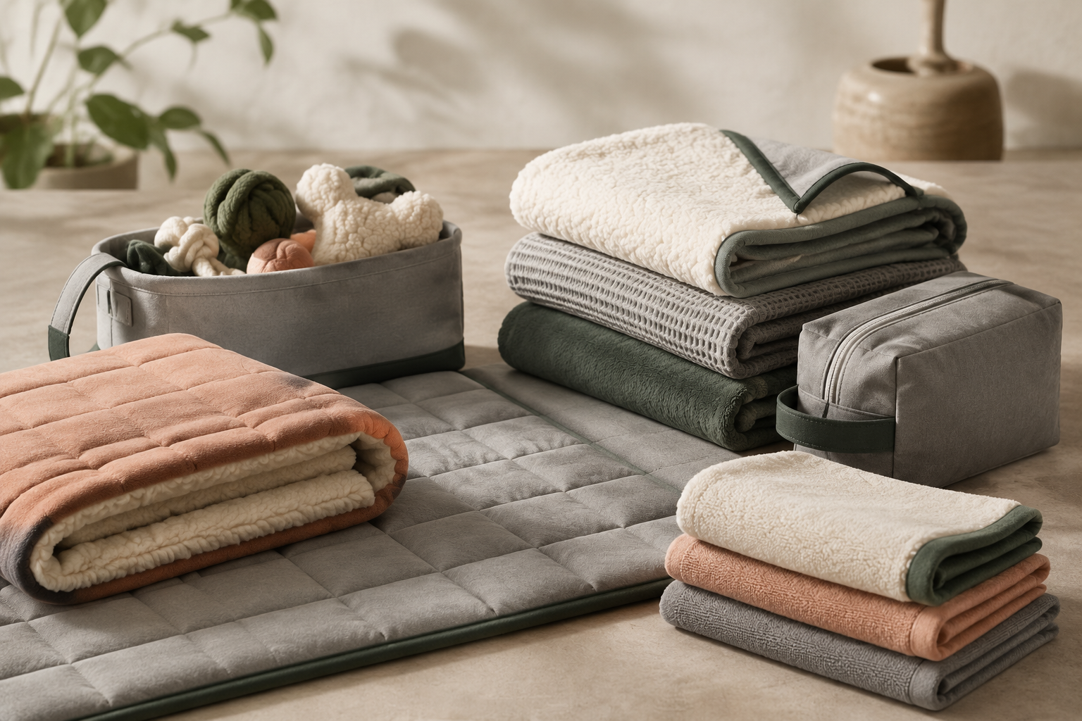 An assortment of pet comfort packs laid out for selection